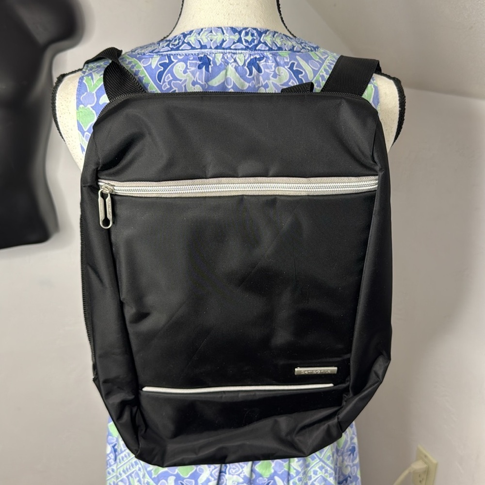 Samsonite Slim Black Nylon Laptop Travel Backpack with Reflective Material